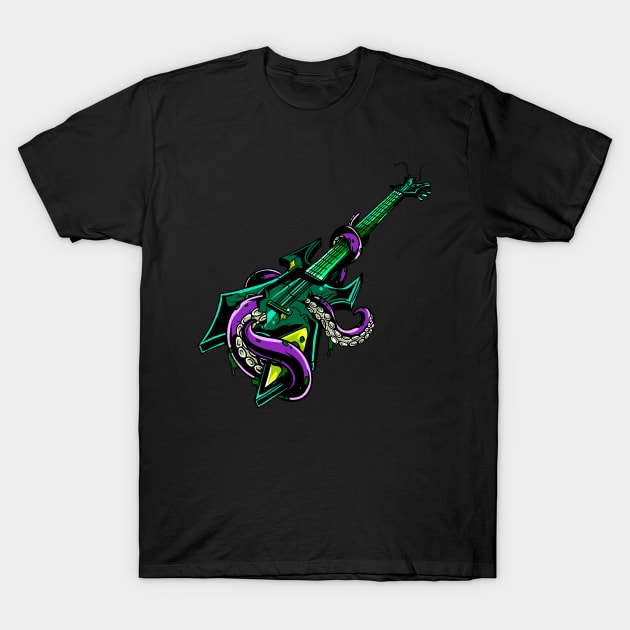 Electric rock guitar with purple Octopus T-Shirt by pickledpossums